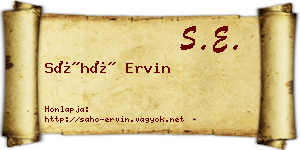 Sáhó Ervin névjegykártya
